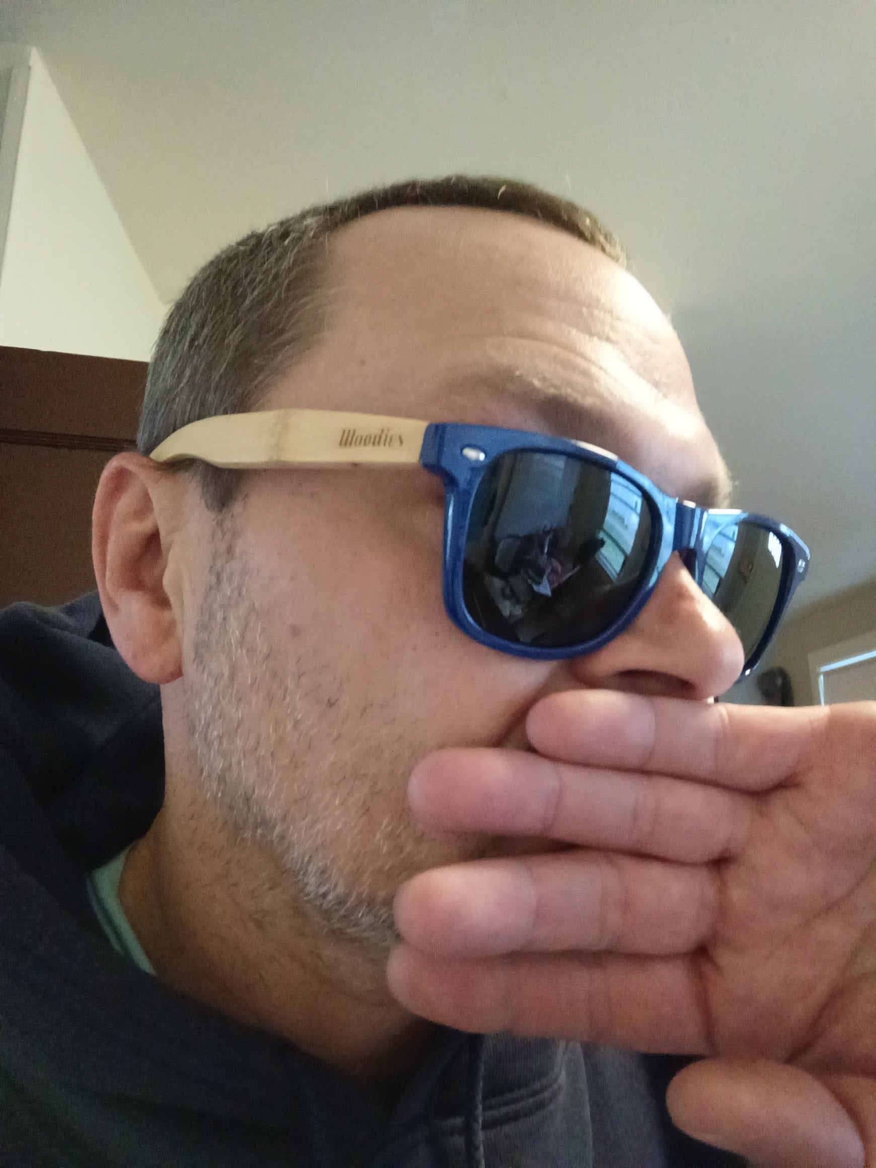 eco-friendly" or "wood-arm" wayfarer.